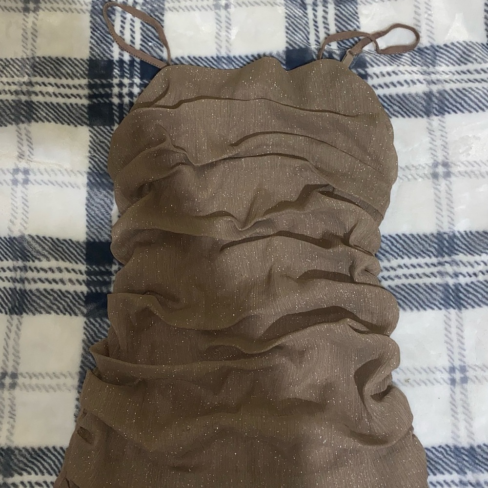 Express Brown Ruched Crop Top